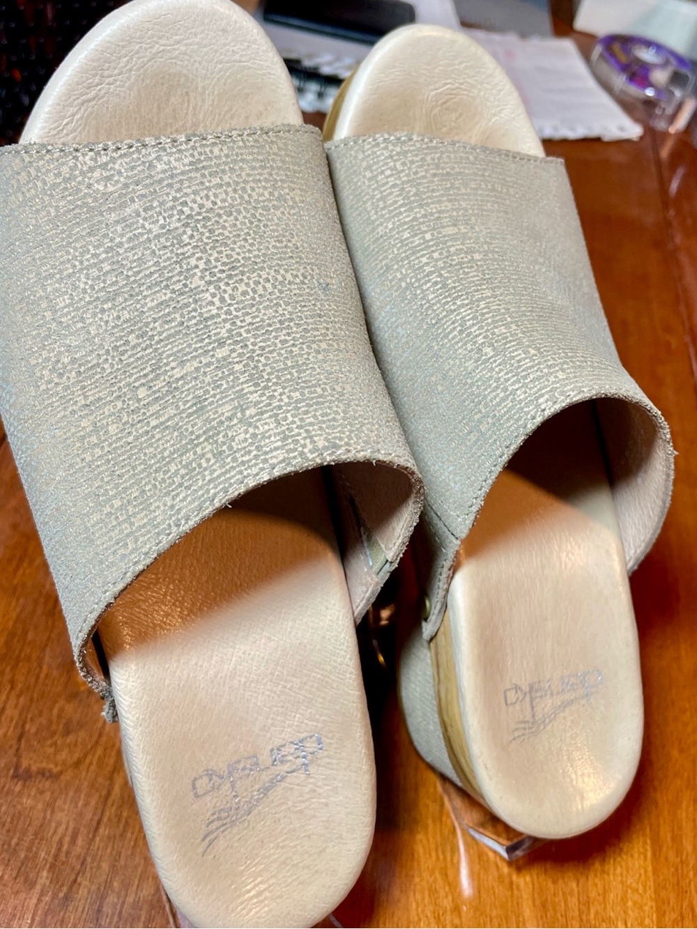 Dansko Taupe Leather Comfort Slide Sandals | EU 36 | US 5.5–6